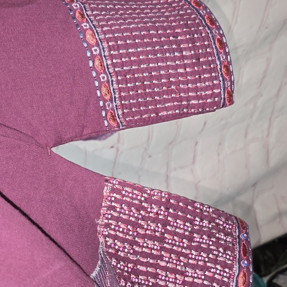 Soft Surroundings Dark Berry Playa Embroidered Jacket Open Beaded Womens 2X NWT - Picture 9 of 14